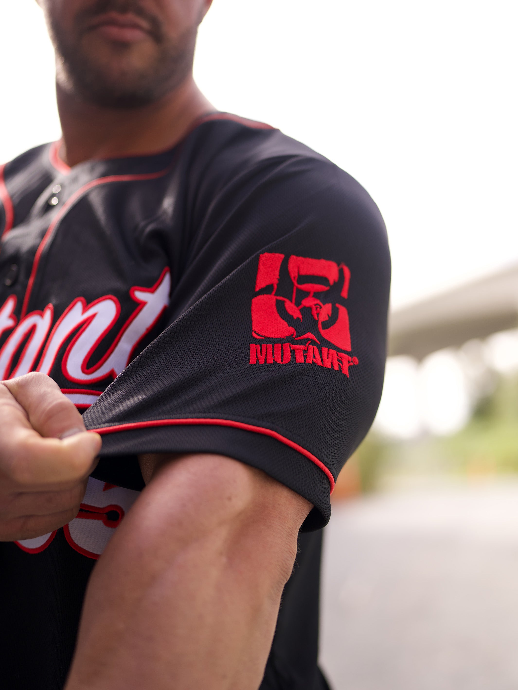 Black and red baseball jersey online