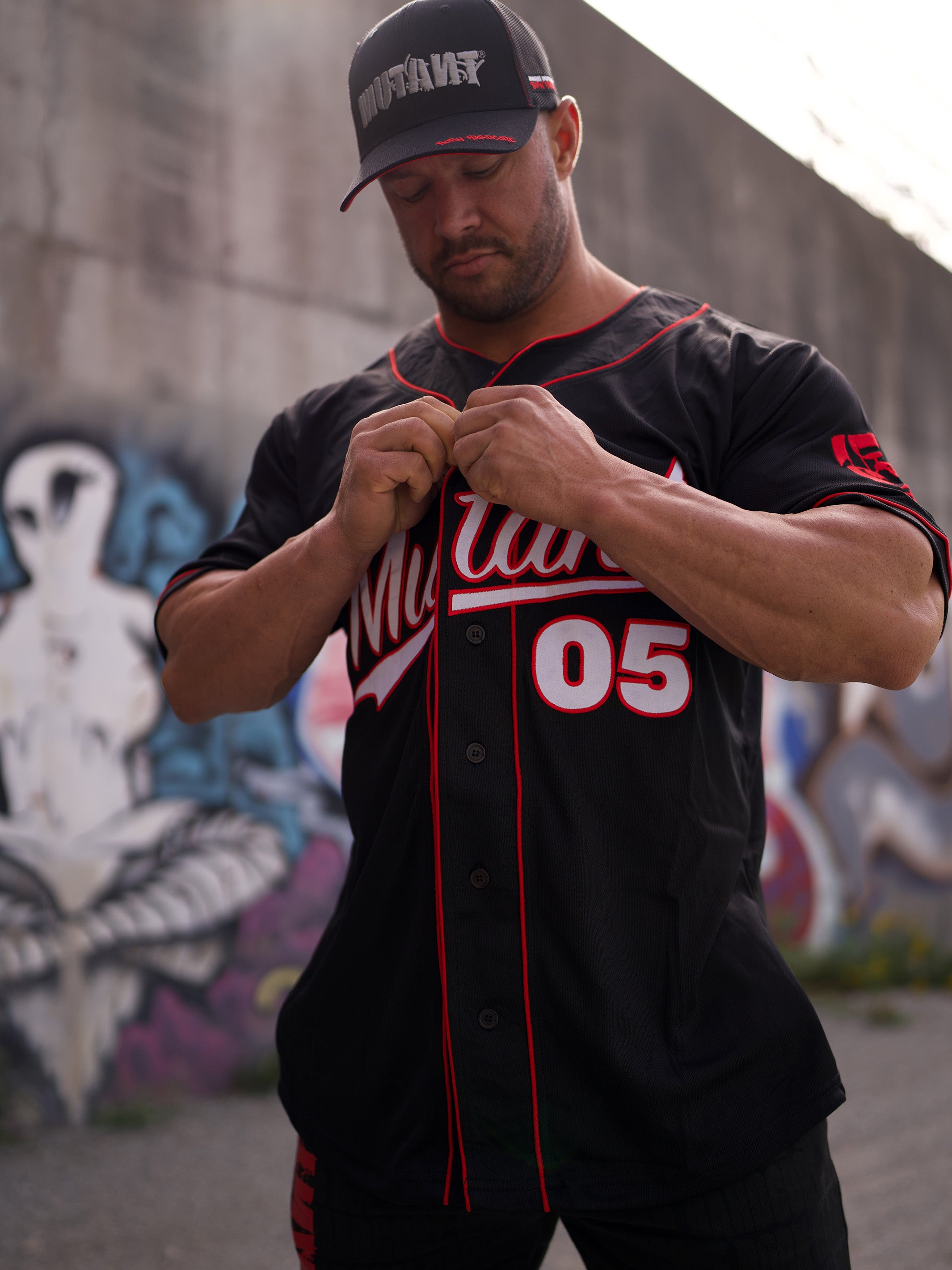 Mutant Varsity Baseball Jersey Red Black 4XL