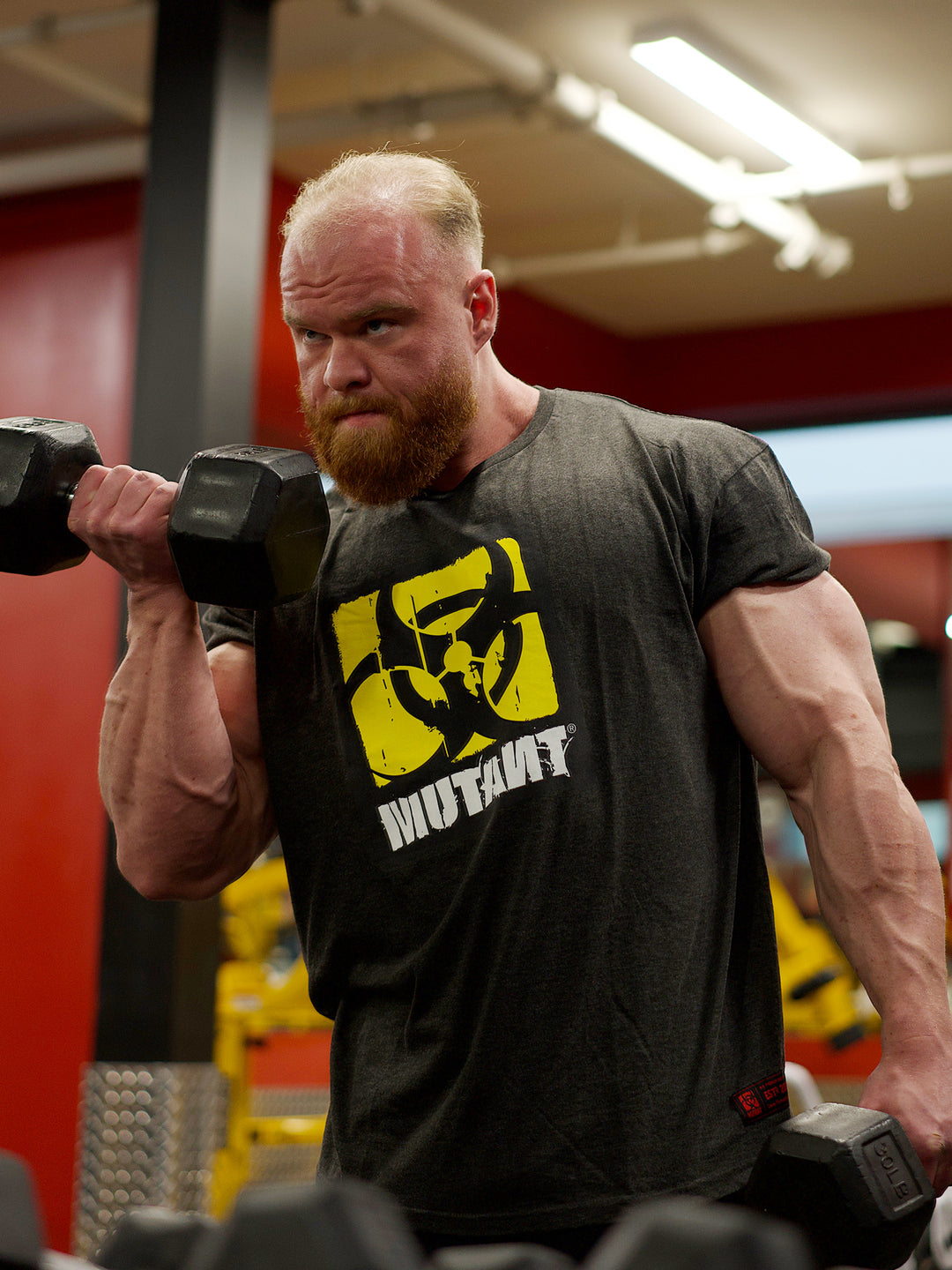 MUTANT® BORN HARDCORE SKULL GYM T-SHIRT (GREY)