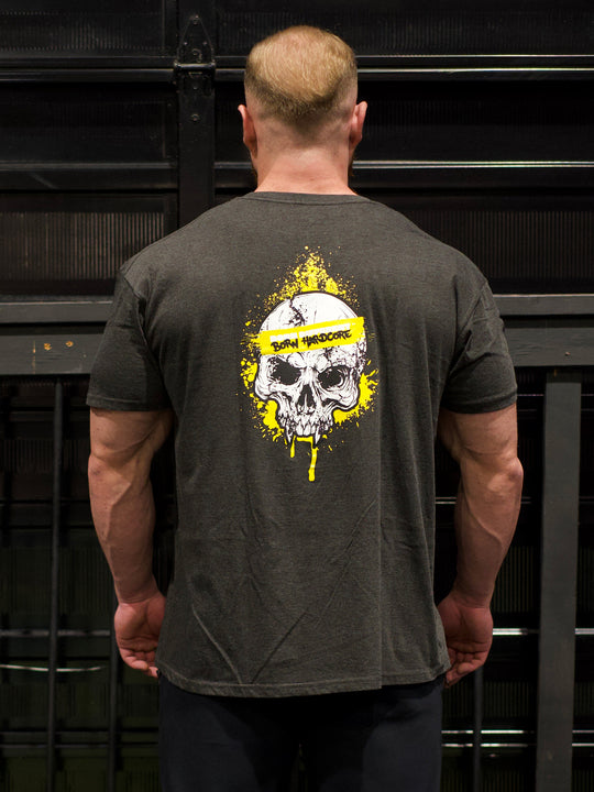 MUTANT® BORN HARDCORE SKULL GYM T-SHIRT (GREY)