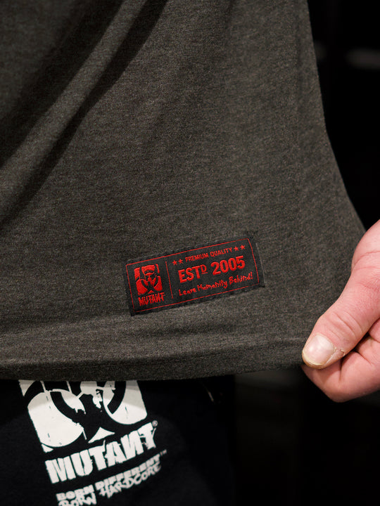 MUTANT® BORN HARDCORE SKULL GYM T-SHIRT (GREY)