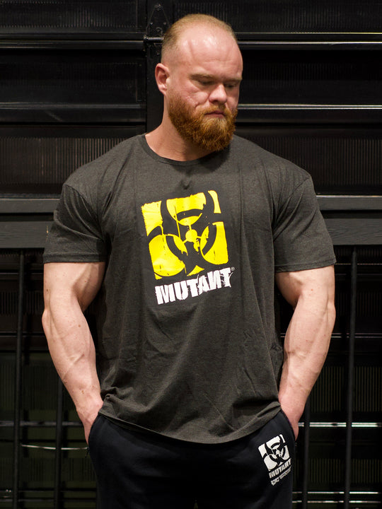 MUTANT® BORN HARDCORE SKULL GYM T-SHIRT (GREY)