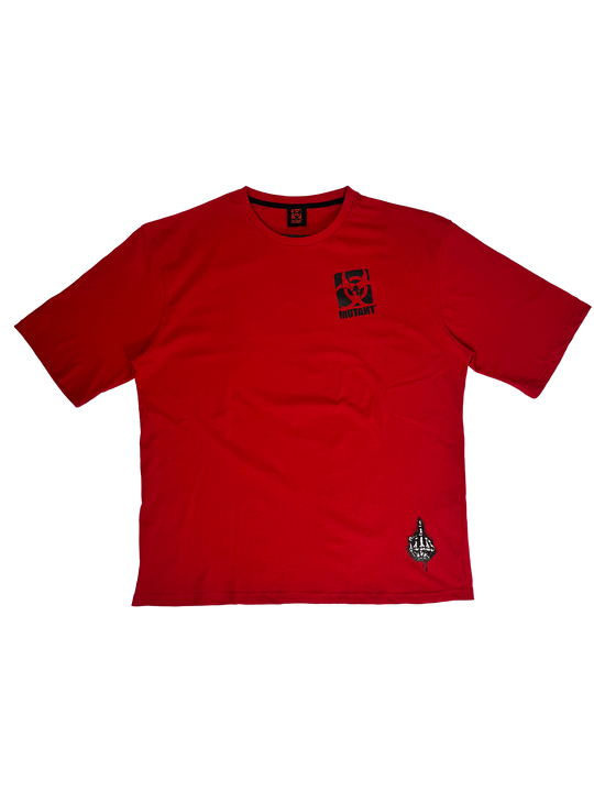 MUTANT® BORN HARDCORE BOLD OVERSIZED GYM T-SHIRT (RED)