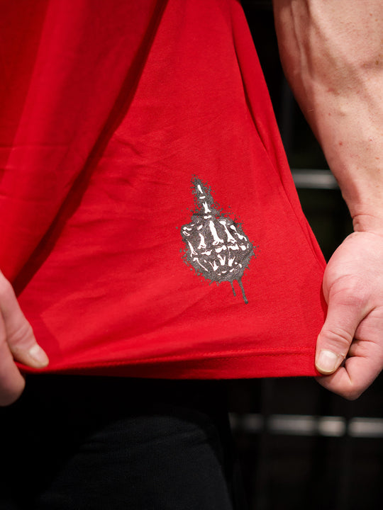 MUTANT® BORN HARDCORE BOLD OVERSIZED GYM T-SHIRT (RED)