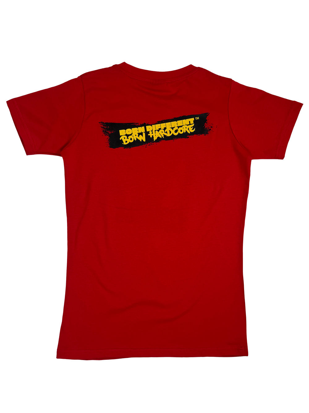MUTANT® BORN HARDCORE WOMEN’S BOLD GYM T-SHIRT (RED)