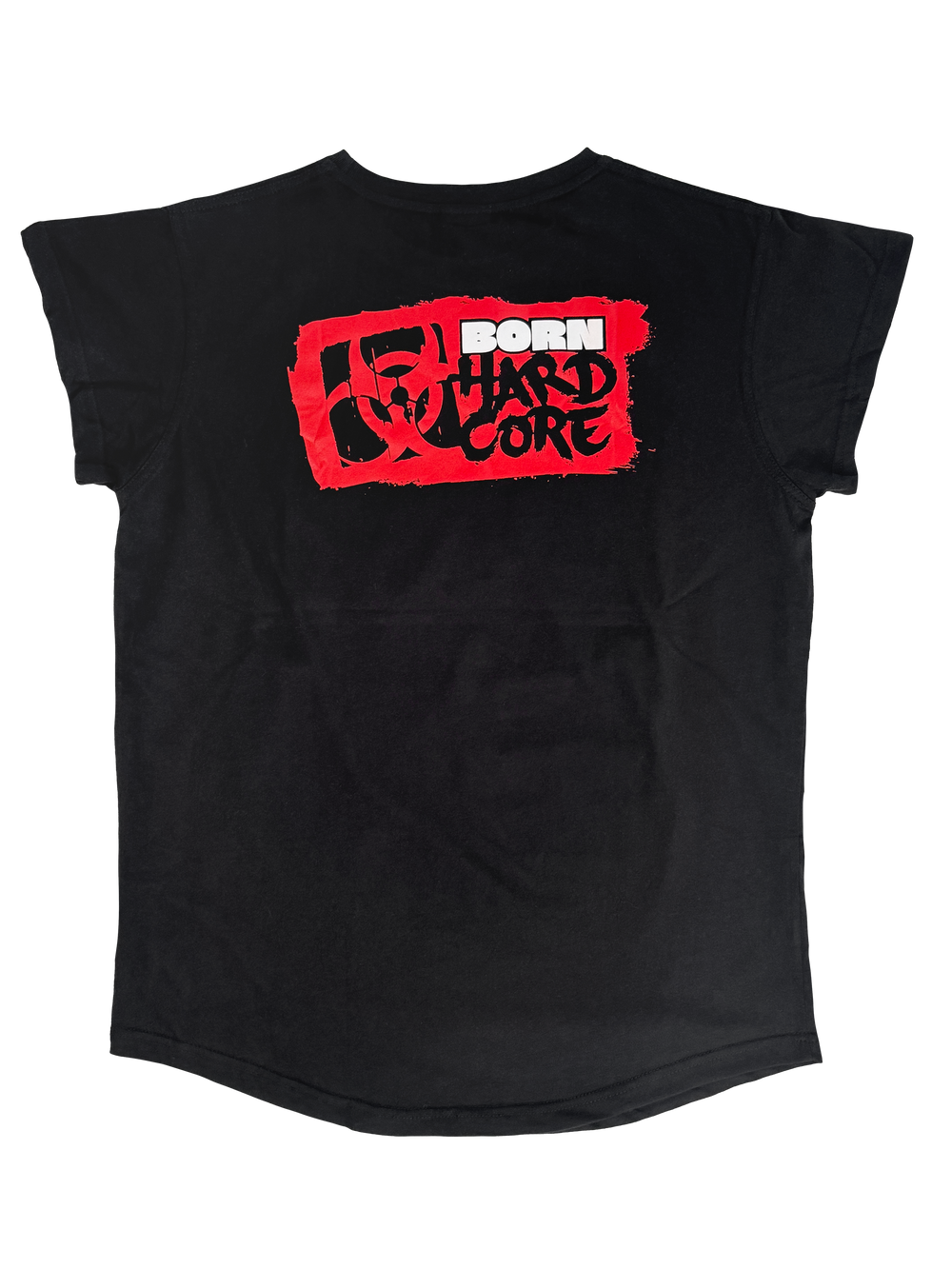 MUTANT® BORN HARDCORE WOMEN’S HARDLINE CAP SLEEVE GYM SHIRT (BALCK & RED)