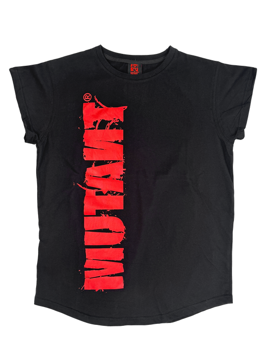 MUTANT® BORN HARDCORE WOMEN’S HARDLINE CAP SLEEVE GYM SHIRT (BALCK & RED)