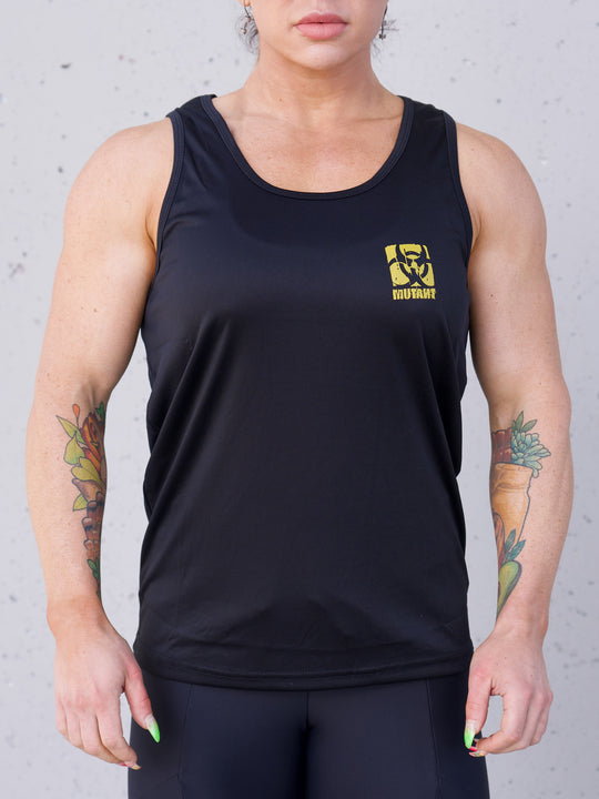 MUTANT® BORN HARDCORE Graffiti Tank Top Gym Shirt (Black & Yellow)