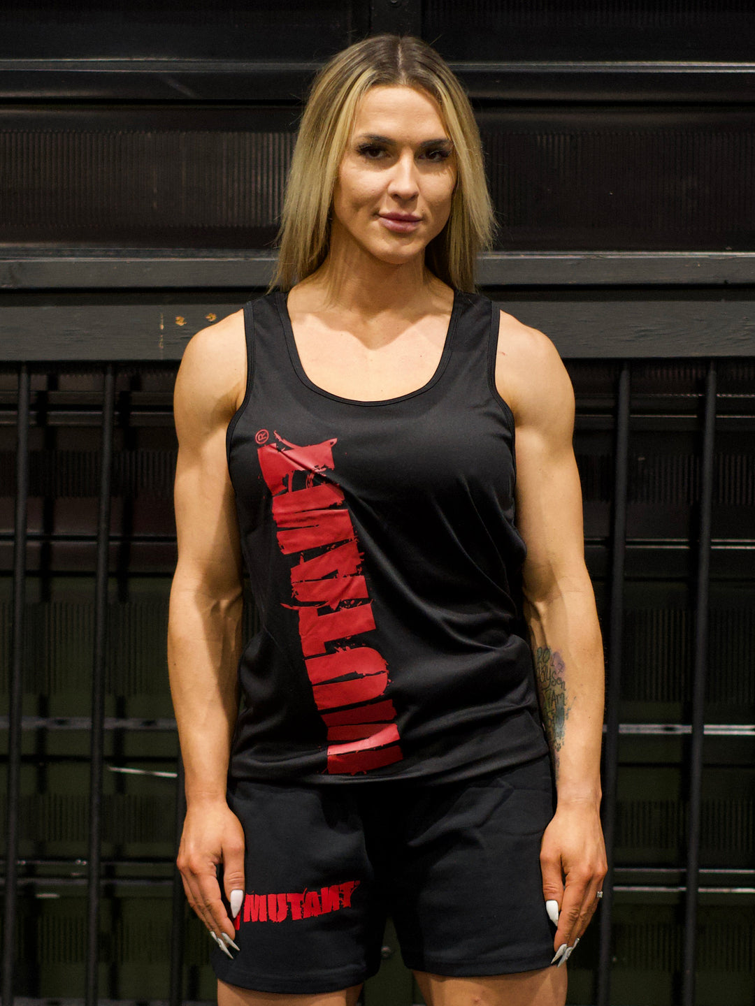 MUTANT® BORN HARDCORE HARDLINE TANK TOP GYM SHIRT (BLACK & RED)