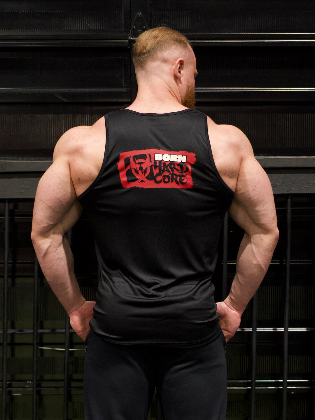 MUTANT® BORN HARDCORE HARDLINE TANK TOP GYM SHIRT (BLACK & RED)