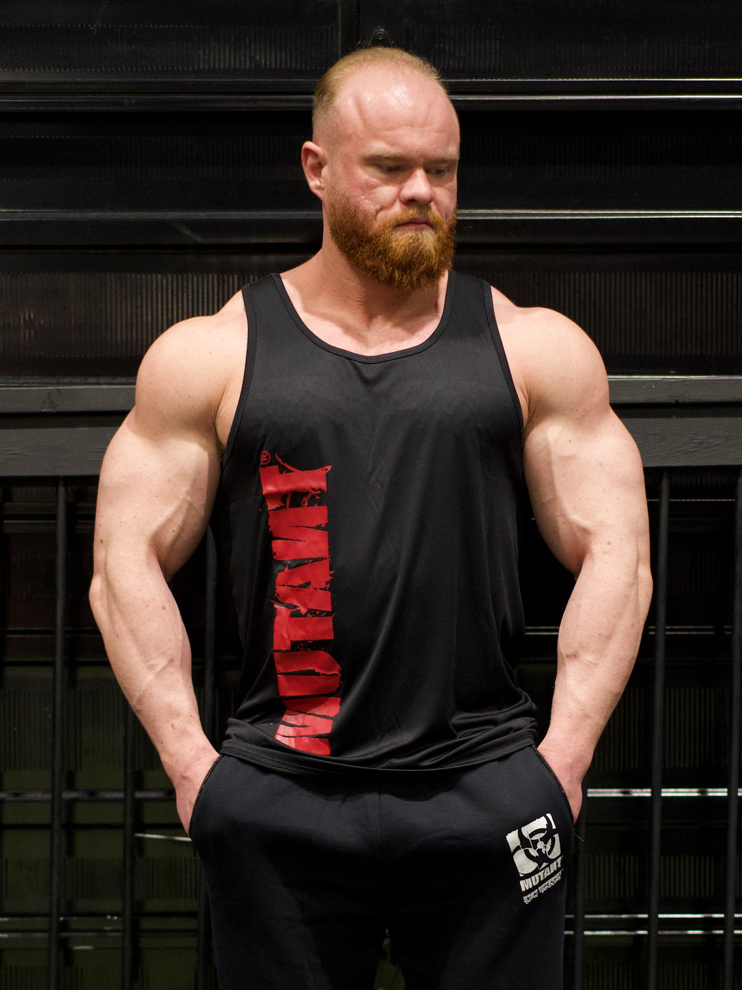 MUTANT® BORN HARDCORE HARDLINE TANK TOP GYM SHIRT (BLACK & RED)