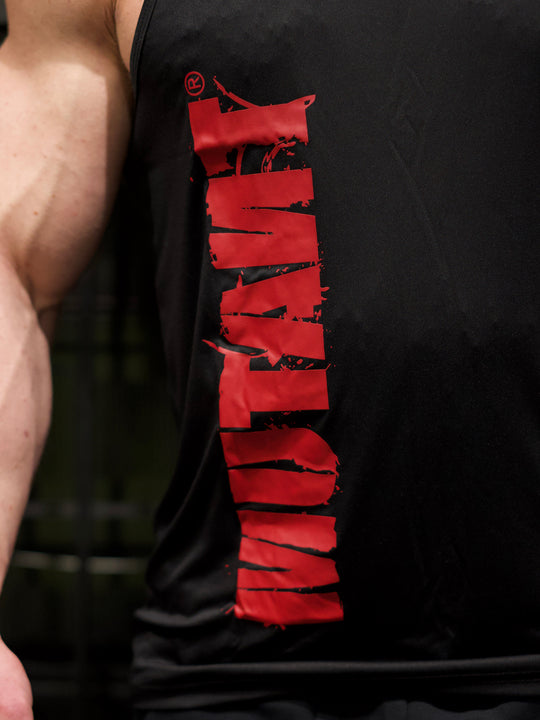 MUTANT® BORN HARDCORE HARDLINE TANK TOP GYM SHIRT (BLACK & RED)