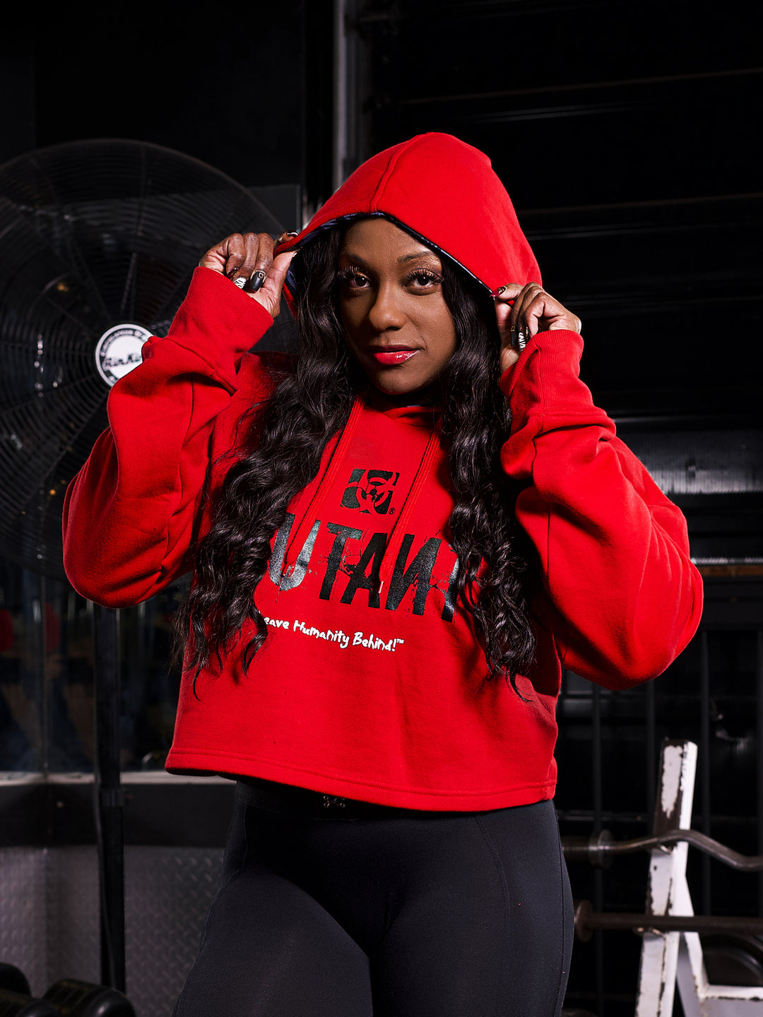 3-PILLAR Women's Gym Crop Hoodie (Red)