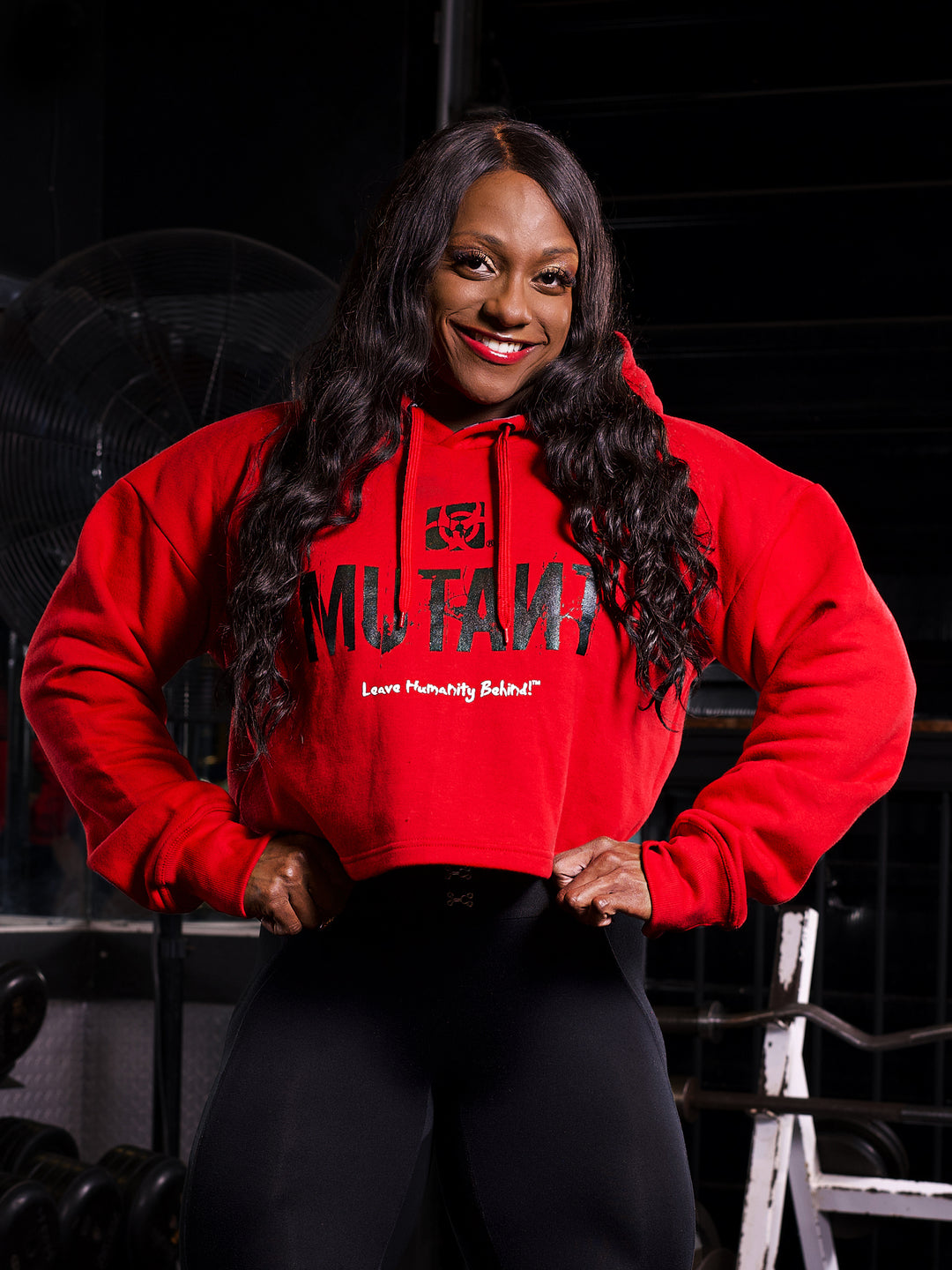 3-PILLAR Women's Gym Crop Hoodie (Red)