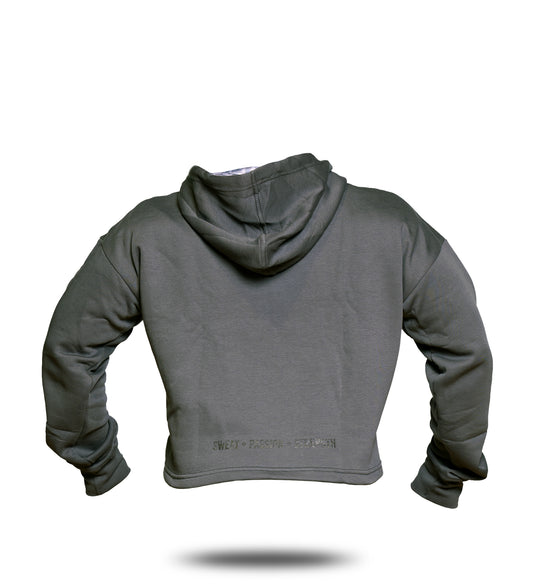 3-PILLAR Women's Gym Crop Hoodie (Grey)