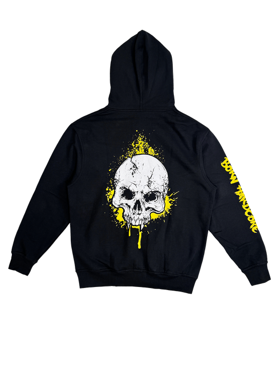 MUTANT® BORN HARDCORE SKULL ZIP-UP GYM HOODIE (BLACK)