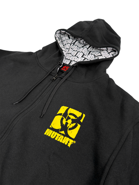 MUTANT® BORN HARDCORE SKULL ZIP-UP GYM HOODIE (BLACK)