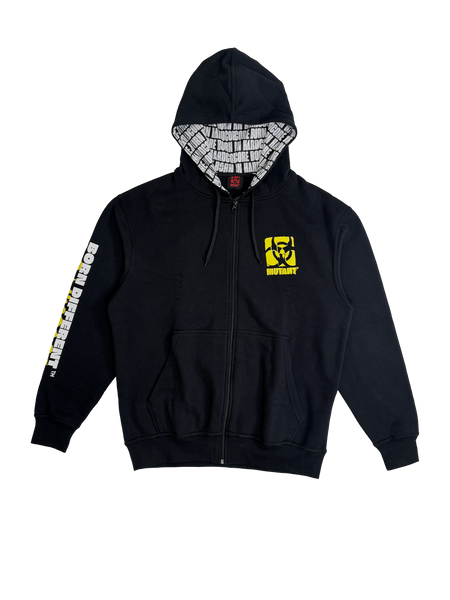 MUTANT® BORN HARDCORE SKULL ZIP-UP GYM HOODIE (BLACK)