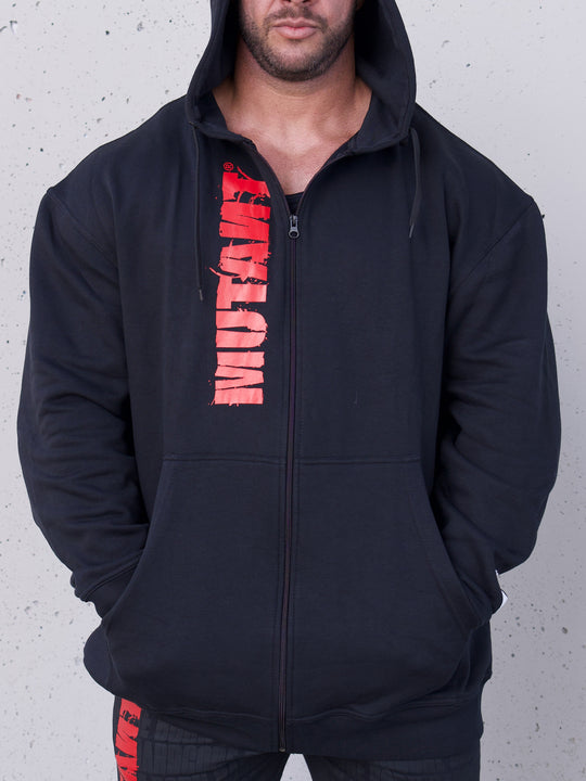 MUTANT® BORN HARDCORE Graffiti Zip-Up Gym Hoodie (Black)