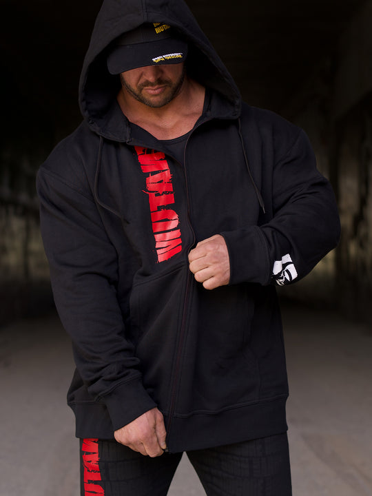 MUTANT® BORN HARDCORE Graffiti Zip-Up Gym Hoodie (Black)