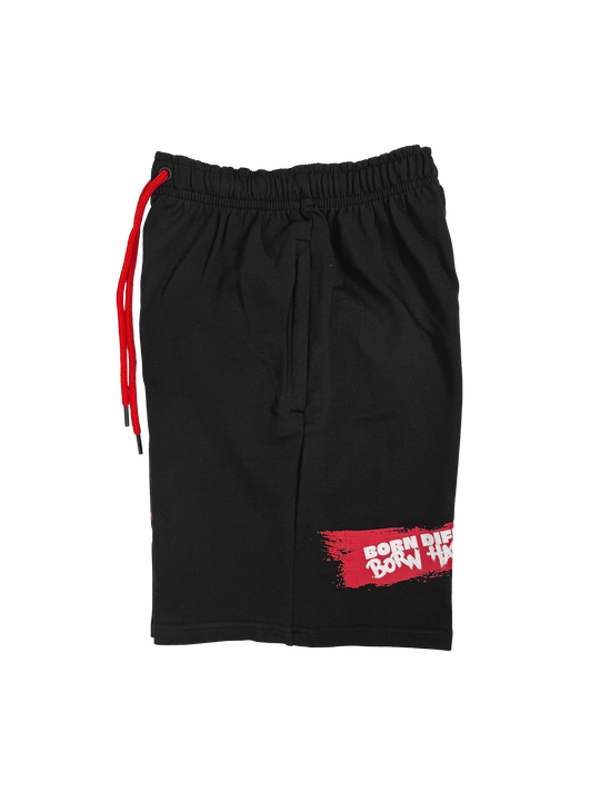 MUTANT® BORN HARDCORE 5” GYM SHORTS (BLACK & RED)