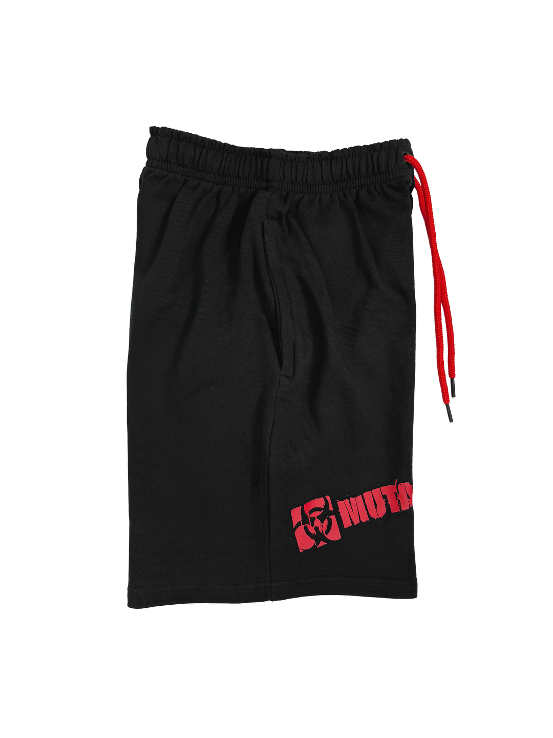 MUTANT® BORN HARDCORE 5” GYM SHORTS (BLACK & RED)