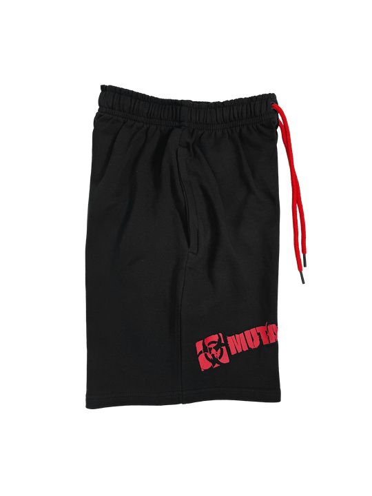 MUTANT® BORN HARDCORE 5” GYM SHORTS (BLACK & RED)