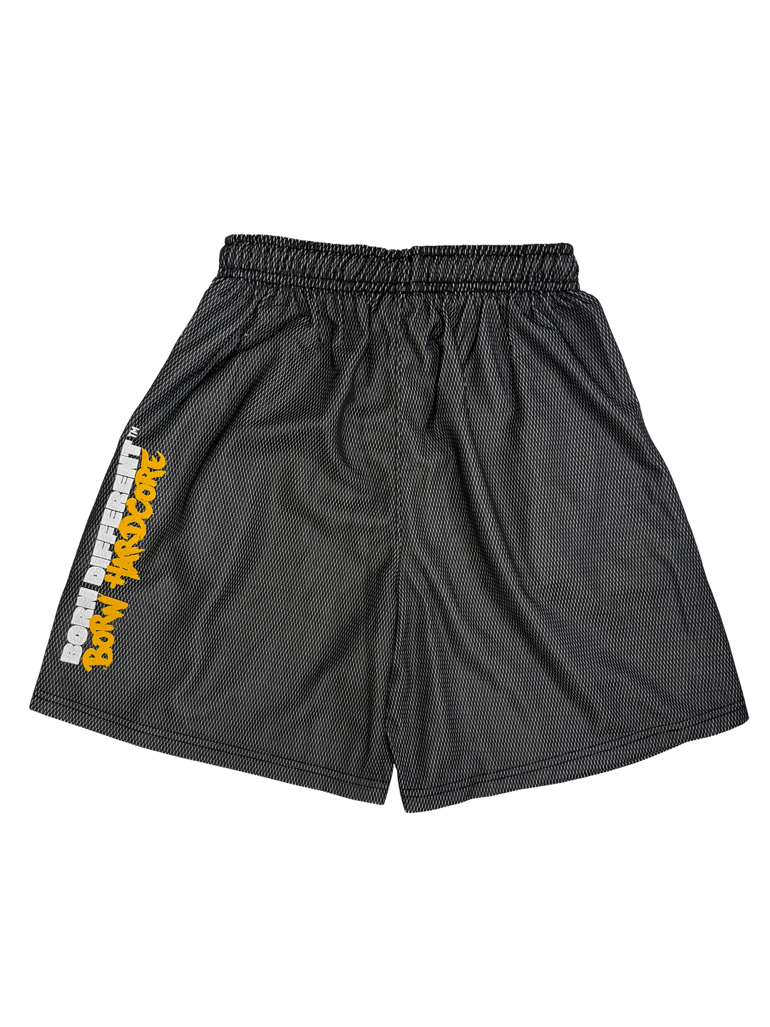 MUTANT® BORN HARDCORE 5” GYM SHORTS (BLACK & YELLOW)