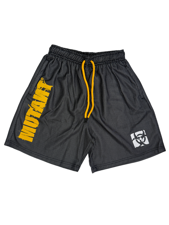 MUTANT® BORN HARDCORE 5” GYM SHORTS (BLACK & YELLOW)