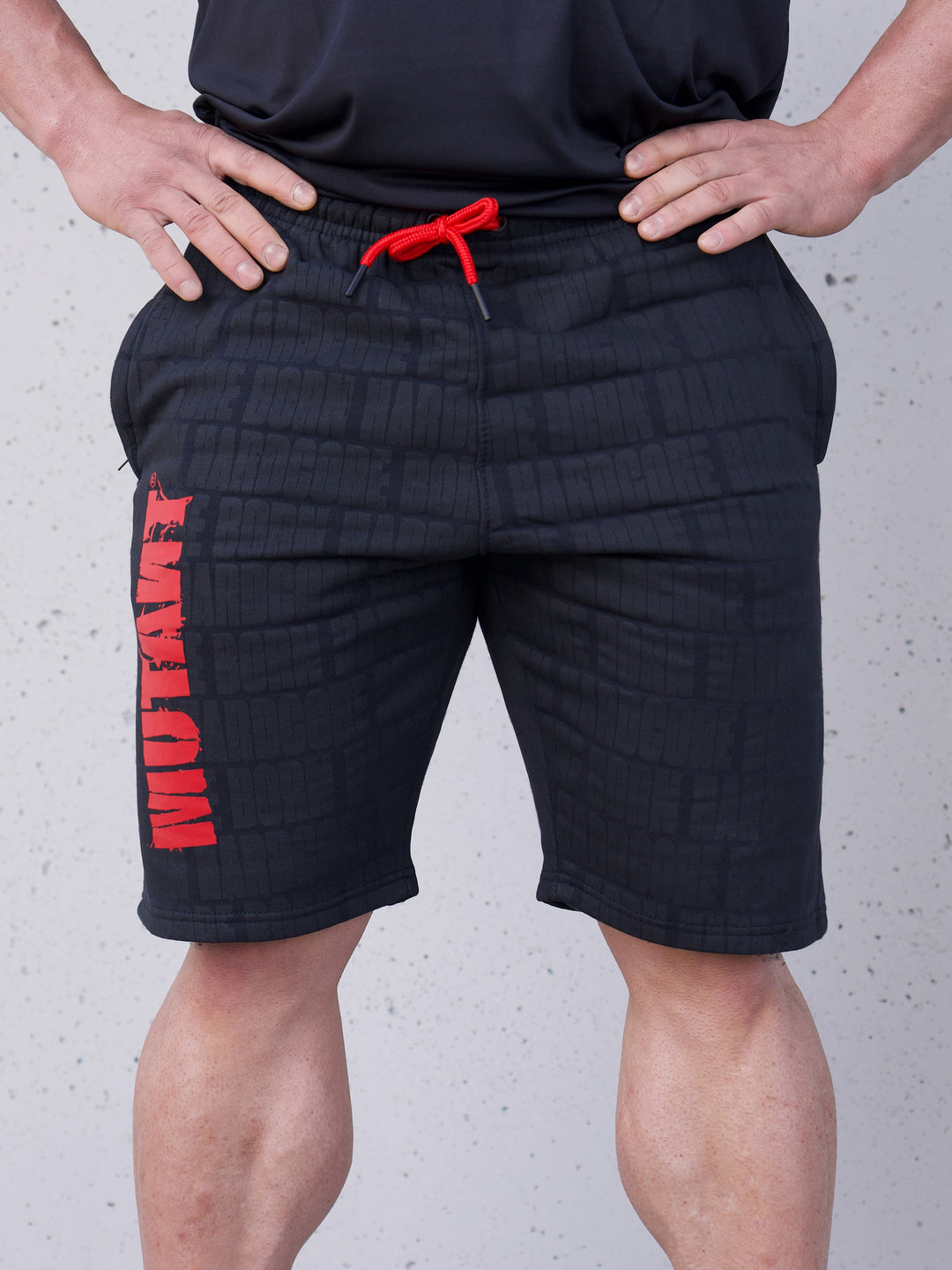 MUTANT® BORN HARDCORE 9" Gym Shorts (Black & Red)