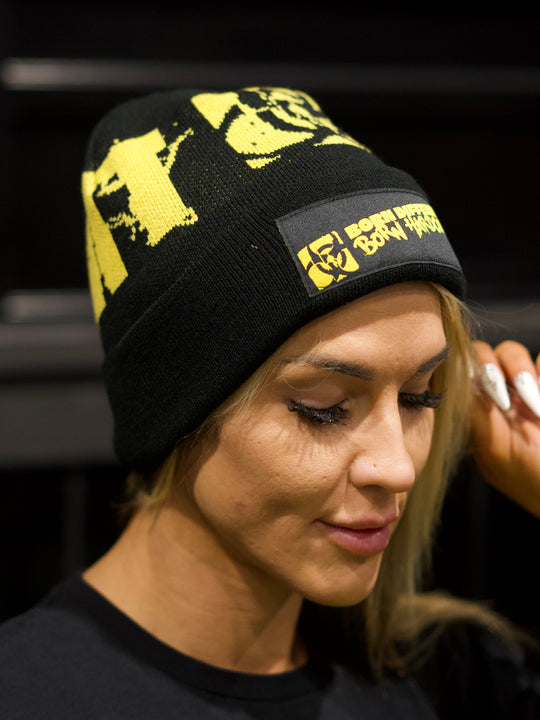 MUTANT® Black & Yellow Patched Beanie