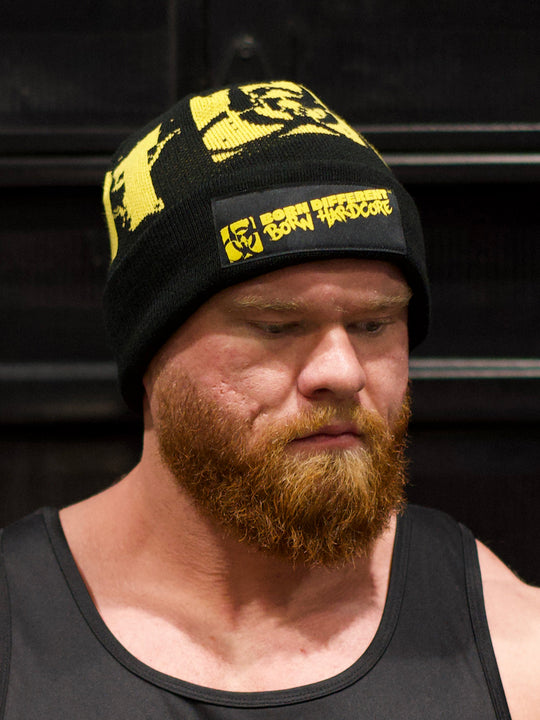 MUTANT® Black & Yellow Patched Beanie