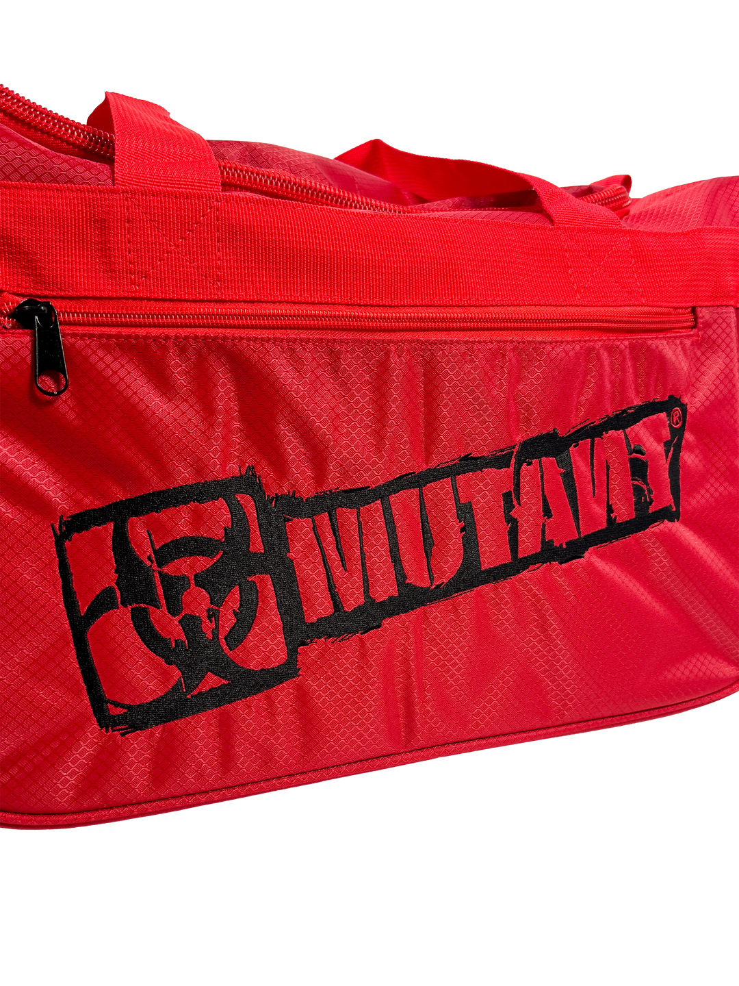 MUTANT® BORN HARDCORE Duffle Gym Bag (Red, Black Edge)