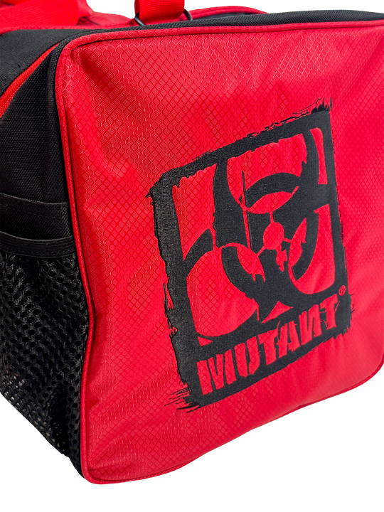 MUTANT® BORN HARDCORE Duffle Gym Bag (Red, Black Edge)