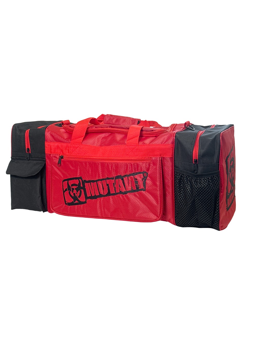 MUTANT® BORN HARDCORE Duffle Gym Bag (Red, Black Edge)