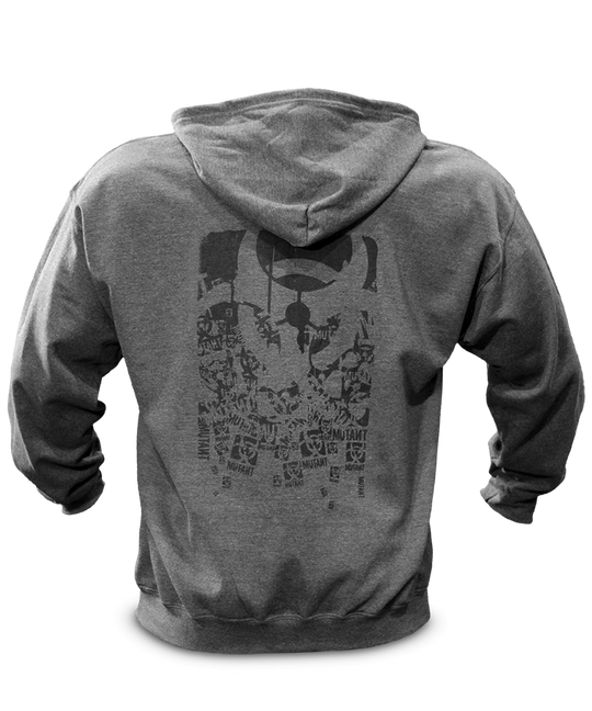 Mutant Premium Dark Heather Grey Hoodie with Black Dissolving Logo - MUTANT