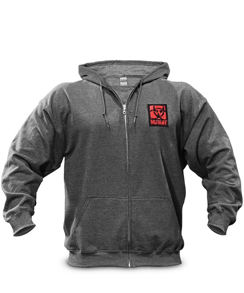 Mutant Premium Dark Heather Grey Hoodie with Black Dissolving Logo - MUTANT